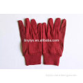 Red cut resistant canvas hand gloves